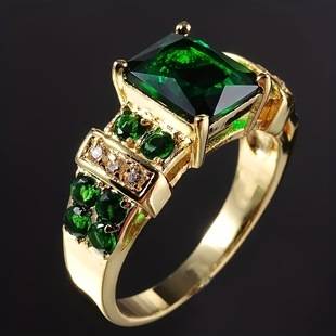 Cross-border supply emerald black rectangular zircon ring fashion variety of color inlaid square zircon factory direct sales
