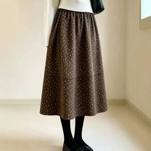 (With pockets + two lengths) Autumn vintage brushed floral A-line bud skirt for women, 2026 new model half skirt