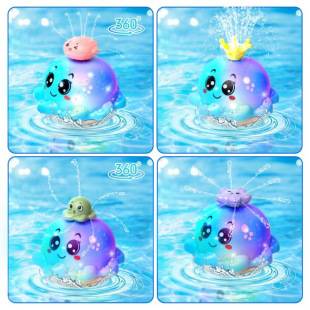 Tiktok-Style Electric Sensor Water Spray Ball Baby Bathroom Bath Water Play Toy Water Spray Whale Cross-Border Hot Sale