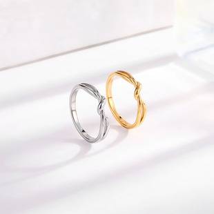 Simple Fashion Endless Tie Nodule Titanium Steel Ring Women's Niche Design Advanced Sense Tiktok Internet Celebrity Same Style Accessories
