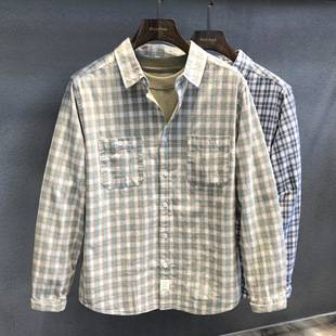 High-End Versatile Retro Fashion Plaid Long-Sleeved Shirt Men's Spring and Autumn Casual Long-Sleeved Shirt Jacket Men's Clothing