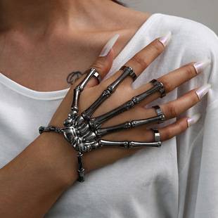 European and American Hot-Selling Exaggerated Metal Skeleton Bracelet, Ghost Claw Mittens Bracelet, Halloween Jewelry, Foreign Trade Jewelry