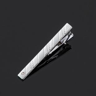New in stock electroplating silver sandblasting point drill iron tie clip Foreign Trade men's business casual formal wear collar clip