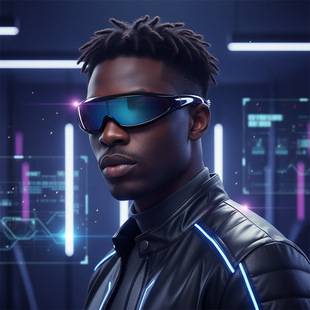 European and American Style One-Piece Modern Hip-Hop Futuristic Blue Punk Sunglasses, Fashionable and Stylish, Outdoor Sun Protection Cross-Border Sunglasses