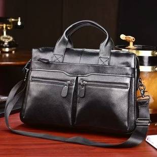First-Layer Cowhide Business Briefcase Shoulder Crossbody Men's Bag Large Capacity Fashion Casual Laptop Handbag