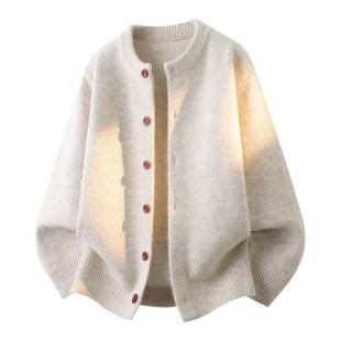 [Contains Wool] Cross-Border Men's Knitted Cardigan Jacket Autumn Winter Casual Old Money Style Men's Thick Sweater