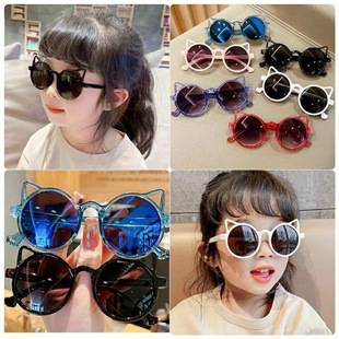 Children's Sunglasses 2022 New Fashion Cat Ear Sunglasses Children's Decorative Glasses Cute Baby Sunglasses