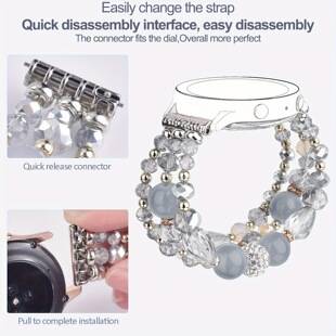 New Bohemian Crystal Beaded Watch Strap Suitable for Garmin Samsung Huawei Xiaomi 20mm Interface Dial