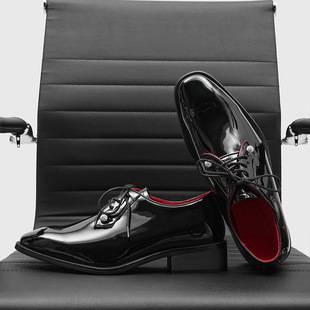 Celebrity-style derby shoes for men, British commuter style, red sole, height-increasing, formal business casual leather shoes 2607
