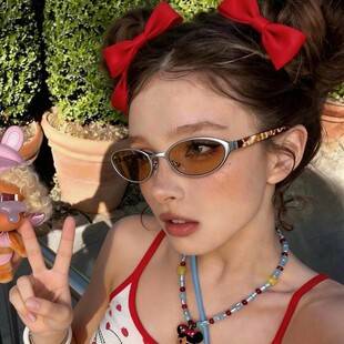 Gm Brown Sunglasses for Women, High-End, Anti-Uv, Retro, Stylish, Narrow-Frame Sunglasses for Hot Girls, 2026 New Style