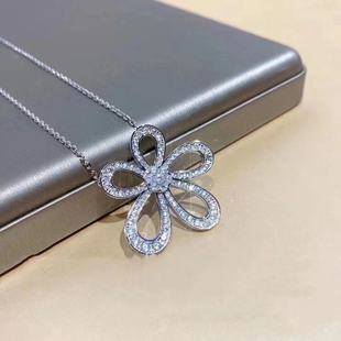 S925 Full Diamond New Trendy Titanium Steel Sunflower Necklace Large Flower Light Luxury Niche Style Clavicle Pendant Chain
