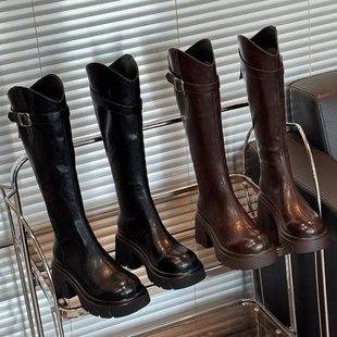 New Knight Boots for Women 2025 Knee-High Fashion Boots with Thick Soles for Autumn and Winter Petite