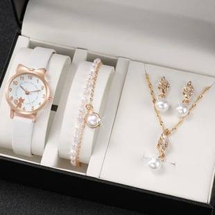 Cross-border classic hot-selling fashion multi-style with cute kitten quartz women's watch suit
