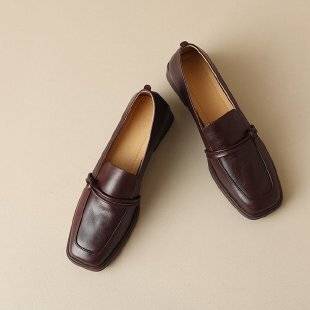 2026 Spring British Style Loafers for Women, Chunky Heel, Soft Sole, Slip-On Leather Shoes, Mid-Heel Single Shoes, Retro Style