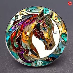 Colorful Horse Head Brooch Badge 3cm Zinc Alloy Creative Patch Fashion Personalized Decorative Pendant