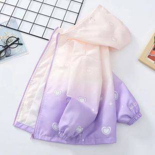 Girls' Outwears Spring & Fall 2025 New Girls' Gradient Jackets Kidsren's Tops Baby Fashionable Windproof Jackets Trendy