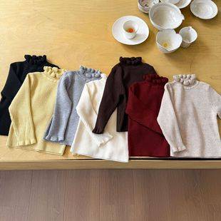 Zhe Li Children's Clothing Girls' Sweater Knitwear Winter New Half-Turtleneck Children's Base Shirt Baby Girl Clothes