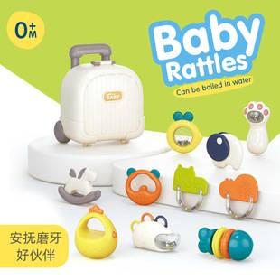Baby Teething Toy Hand Rattle to Soothe Babies, Boilable and Chewable, Teething Stick, Early Education Rattle for Children