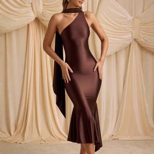 2025 Summer Cross-Border New Long Skirt European and American Export Women's Fashion Elegant Sexy Backless Dress Dress Women