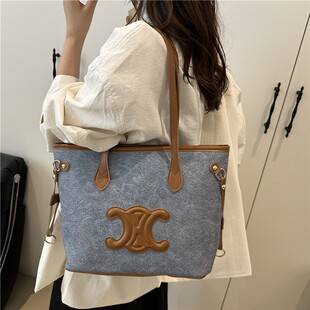 2026 Color-Blocked Crossbody Large-Capacity Tote Bag with Simple Design, Urban Minimalist Shoulder Bag, Crossbody Commuter Bag