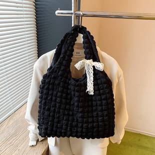 New Women's Bag Puff Bag Cloud Bag Fashionable Bubble Tote Bag Casual Canvas Bag Simple Fashion Shoulder Bag