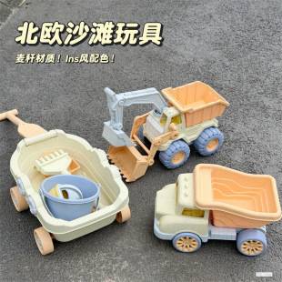 Children's Straw Beach Toys Baby Beach Swimming Sand Digging Sand Play Shovel Beach Car Bucket Digging Tool Set