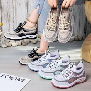 Shoes for Women, Large Size Cross-Border Sports Shoes, Fly-Knit Single Shoes, Breathable Casual Shoes, Comfortable Shoes, Women's Lace-Up Running Shoes