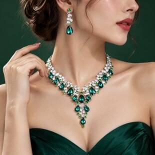 Europe and the United States hot-selling necklace earrings suit high sense three-piece bridal wedding accessories new foreign trade cross-border supply
