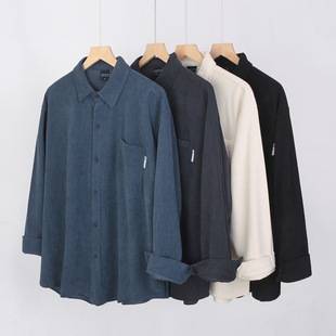 280G Heavy Corduroy Shirt Long Sleeve Men's Spring and Autumn Loose Simple Casual Lapel Shirt Coat Trendy Top