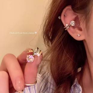 Small Bulb Flash Zirconium Ear Clip Without Ear Holes Unique Beautiful High-end Light Luxury Elegant Earrings Women's Earrings