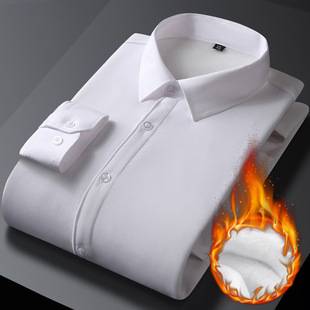 Winter new men's fleece-lined thick long sleeve professional warm shirt men's business casual shirt manufacturers wholesale