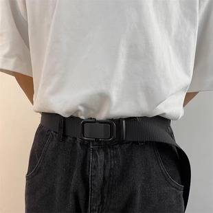 Automatic Buckle Nylon Canvas Jeans Belt for Men, Outdoor Soft Surface Wear-Resistant Tactical Woven Belt for Men and Women, Versatile