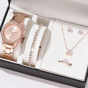 Foreign trade popular five-piece women's watch TikTok same style women's watch three eyes suit quartz Diamond Watch Gift watch
