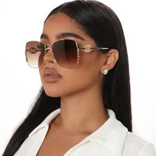 European and American Style Women's Gradient Brown Sunglasses, Cross-Border 2026 New Model, Large Square Frame, Slimming Effect, Uv Protection Glasses