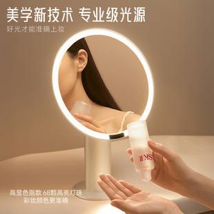 Led Makeup Mirror 2025 New Style with Light Fill-In Mirror Home Desktop Desktop Mirror Dressing Table Rechargeable High-Definition Mirror