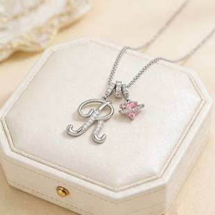 Cross-Border Dopamine Letter Star Independent Site 26-Letter Necklace Copper Gold-Plated Necklace Pendant Women's Letter Necklace