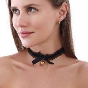 Pure Lust Style Lace Bow Small Bell Collar choker Maid Necklace Pendant Sexy Jewelry Collar