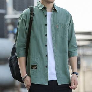 High-grade Non-ironing Loosen Shirt Men's Summer Seven-sleeve Casual Workwear Shirt Men's Korean-style Fashion