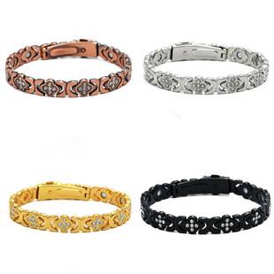 New cross-border fashion four-leaf clover bracelet with red copper strap buckle, rose gold bracelet, lucky clover bracelet, magnetic jewelry