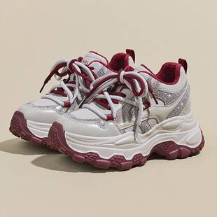 Women's Dad Shoes 2026 Spring New Style Cross-Border Trendy Thick-Soled Stylish Versatile Lightweight Comfortable Student Sneakers