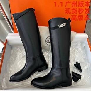 H Parent Boots 2025 New Genuine Leather Chelsea Boots Knight Boots Lock Buckle No More Than Knee Boots Women's Boots Winter