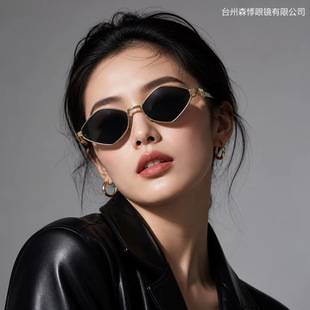 2026 European and American Cross-Border Polygonal Ocean-Style Women's Sunglasses, Personalized Street Style Small Frame Square Sunglasses with Metal Lenses
