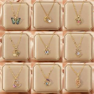 Japanese and Korean style titanium steel necklace women's light luxury niche design high-end all-match clavicle chain love pendant jewelry wholesale