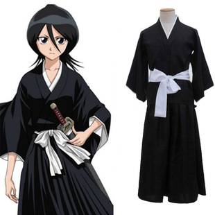 Bleach Kuchiki Rukia cosplay costume Japanese anime kimono role-playing outfit women's black suit