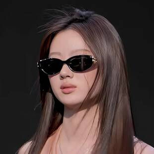 Lin Yi Dan Yi Chun's Same Style Gm Cat-Eye Sunglasses with Metal Temple Arms, Trendy Internet Celebrity Uv Protection Sunglasses