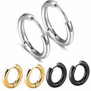 Cross-Border High-Quality Stainless Steel Earrings, Non-Fading, Unisex Round Earrings, Simple and Trendy Earrings Wholesale