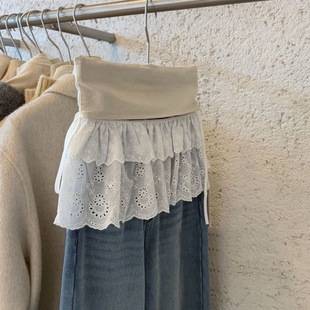 Pure cotton embroidery white lace embroidery, solid color, lace design skirt French spring new fart curtain skirt
