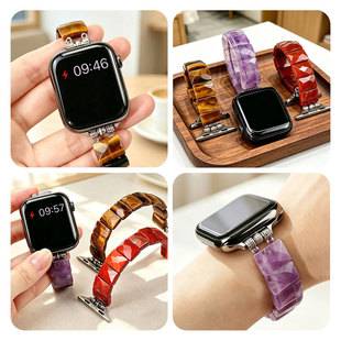 Natural amethyst jade watch strap, high-end 10th generation metal watch for women, compatible with Apple Watch 9
