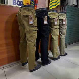 cargo jeans men's fashion versatile straight-leg pants multi-pocket casual pants work pants men jeans