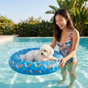 Pet Water Float Mat, Thickened Non-Slip Inflatable Ring, Water Toy, Swimming Pool Mat, Outdoor Leisure Float Bed